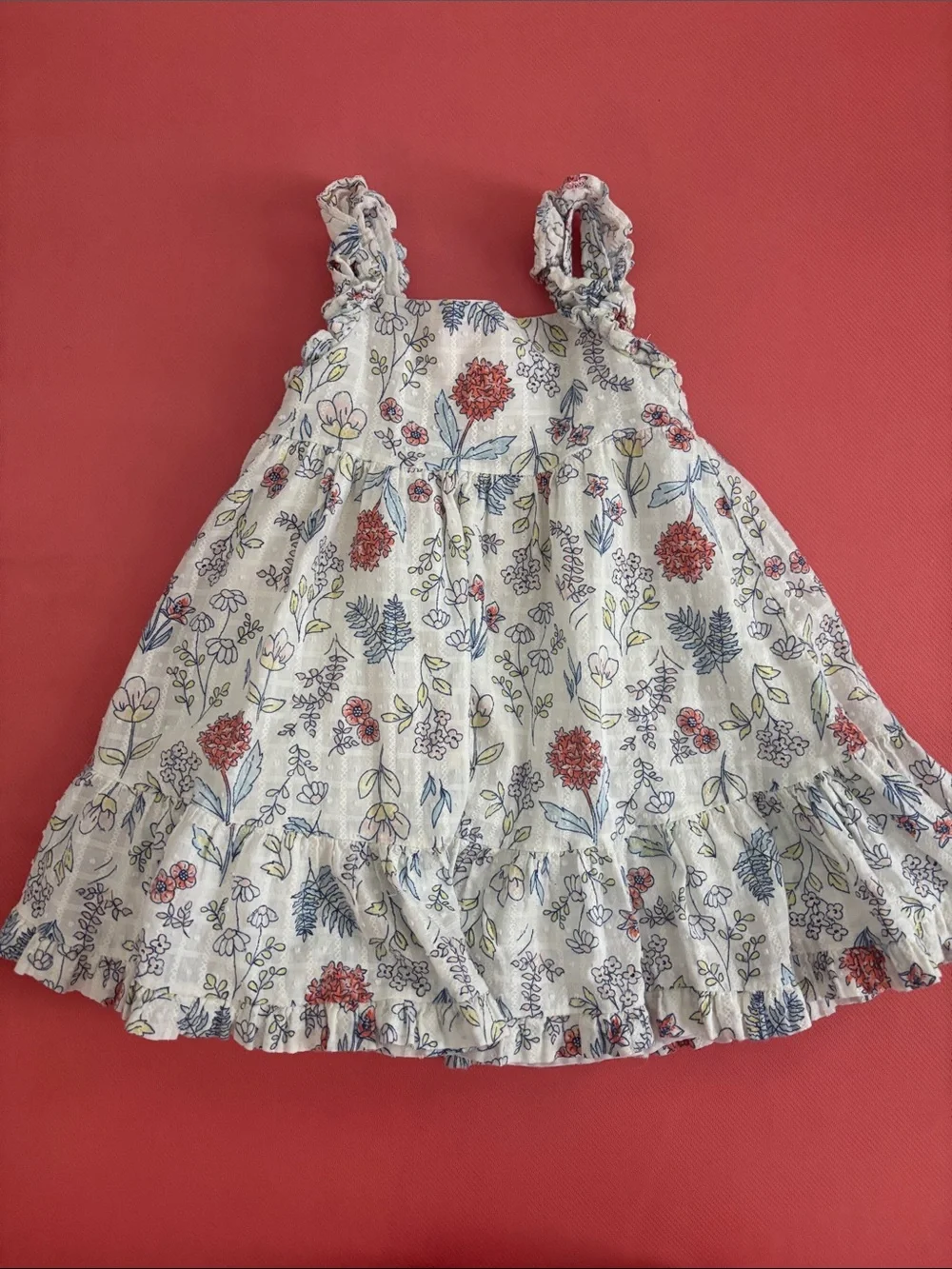 Joie Girls Floral Sundress in Cream with Red & Blue Flowers